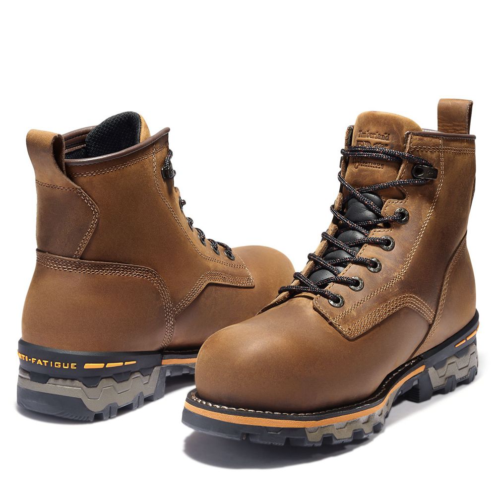 Timberland Μποτακια Εργασίας Ανδρικα Καφε - Pro® Boondock 6\" Comp Toe - Greece 0512439-EH